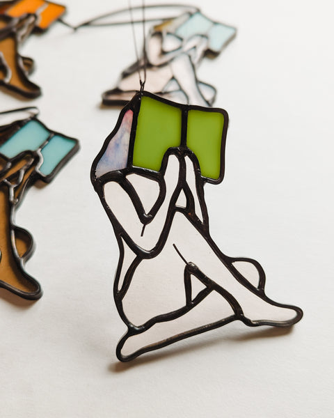 Bookish Fold Stained Glass Ornaments - Ready to Ship