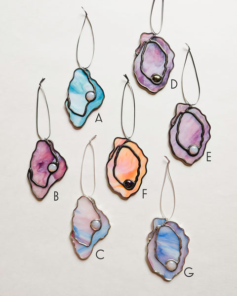 Ostrica Oyster Stained Glass Ornaments - Ready to Ship