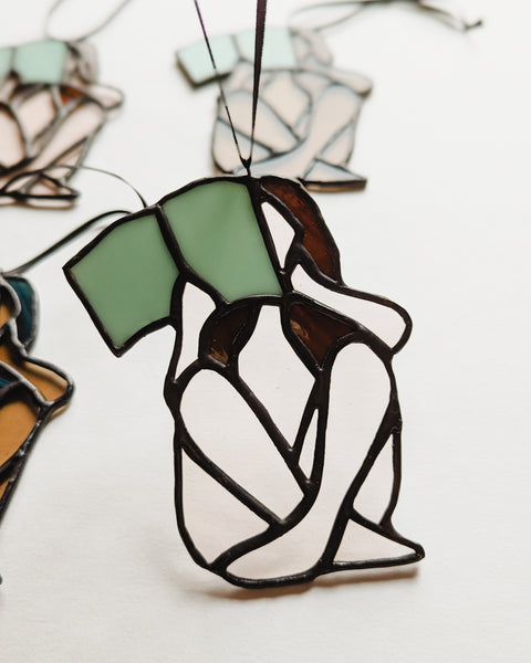 Bookish Criss Cross Stained Glass Ornaments - Ready to Ship