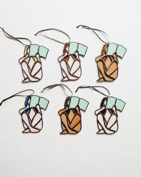 Bookish Criss Cross Stained Glass Ornaments - Ready to Ship