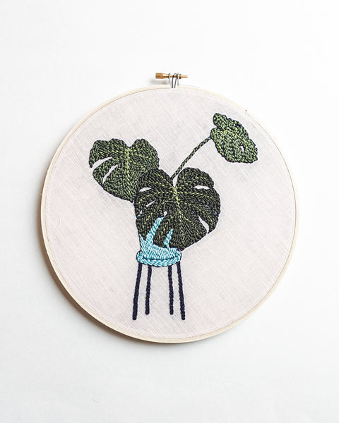 Monstera Houseplant Punch Needle Embroidery Pattern PDF