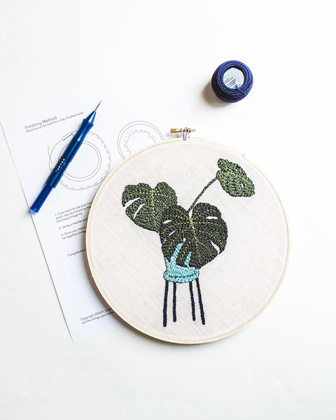 Monstera Houseplant Punch Needle Embroidery Pattern PDF