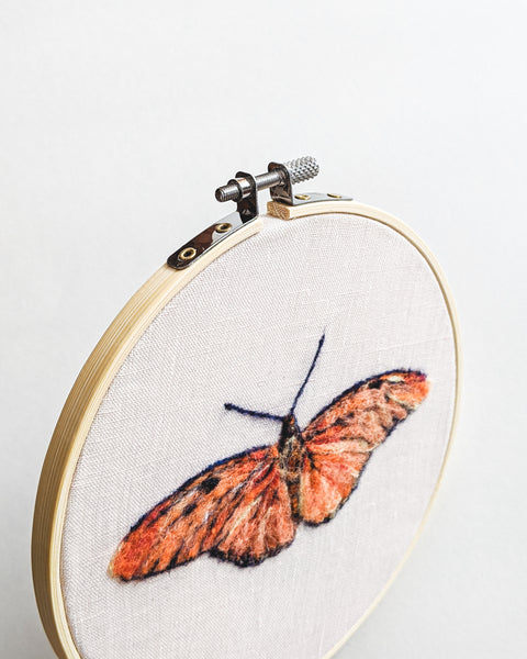 Julia Butterfly no. 1 - Wool Felted Butterfly Original Art - 6 inch hoop