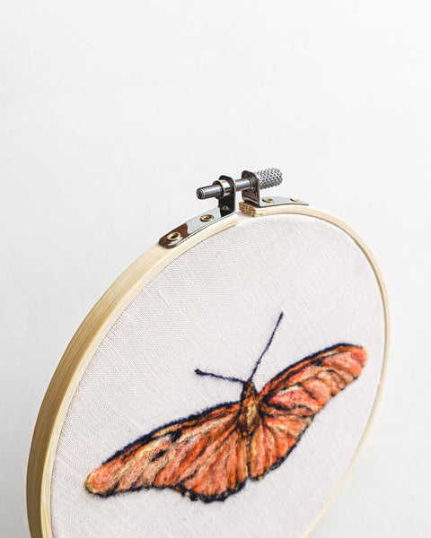 Julia Butterfly no. 2 - Wool Felted Butterfly Original Art - 6 inch hoop