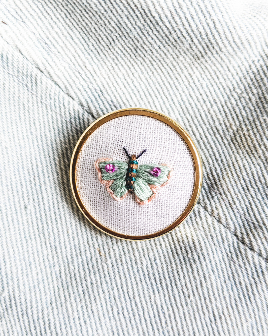 Embroidered Butterfly Moth Pin - no. 2