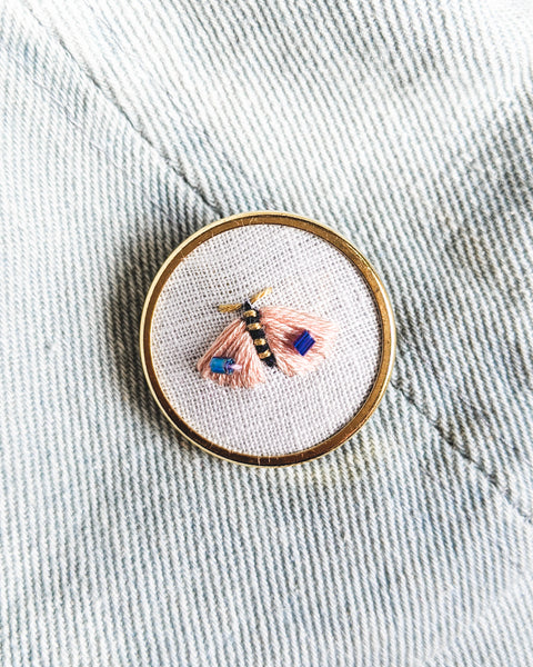 Embroidered Butterfly Moth Pin - no. 4