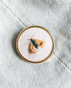Embroidered Butterfly Moth Pin - no. 5