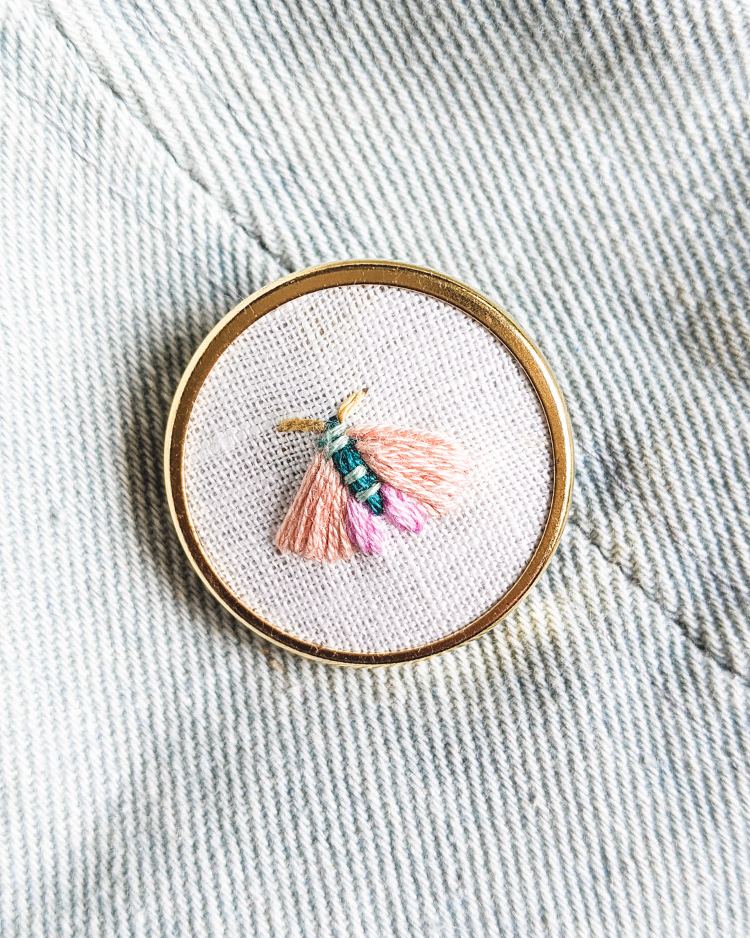 Embroidered Butterfly Moth Pin - no. 7