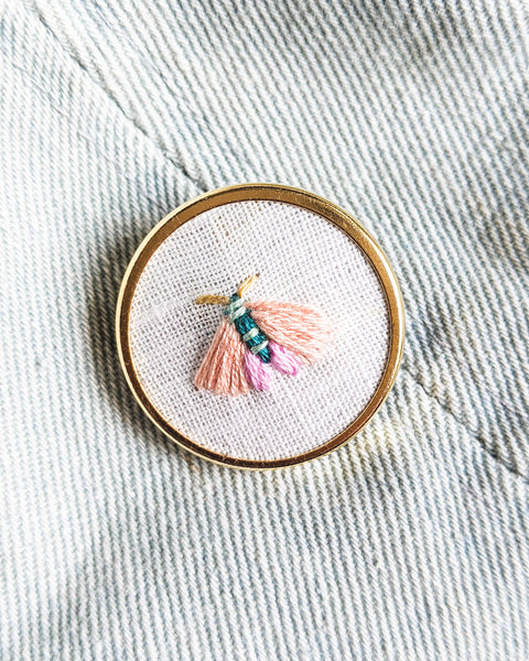Embroidered Butterfly Moth Pin - no. 7