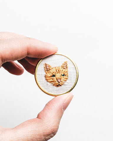 Embroidered Cat Pin - Tabby