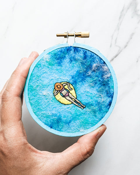 Mini Embroidery Art - "Summer Pool Party" - 3 inch & 4 inch Hoops
