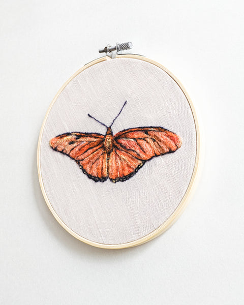 Julia Butterfly no. 2 - Wool Felted Butterfly Original Art - 6 inch hoop