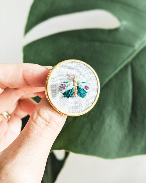 Embroidered Butterfly Moth Pin - no. 1