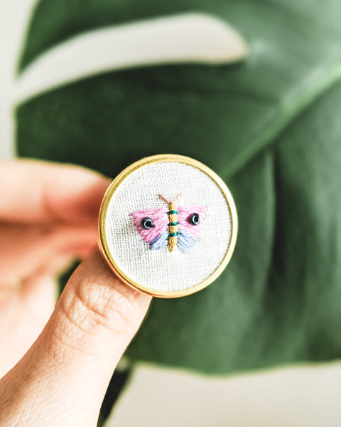 Embroidered Butterfly Moth Pin - no. 6