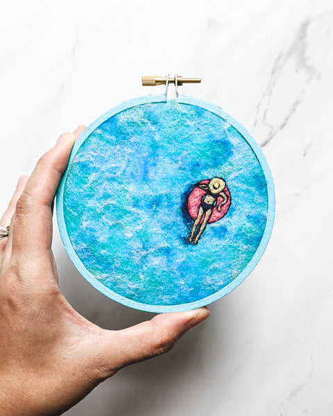 Mini Embroidery Art - "Summer Pool Party" - 3 inch & 4 inch Hoops