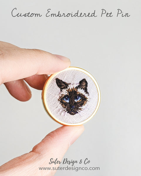 Custom Embroidered Cat Pin