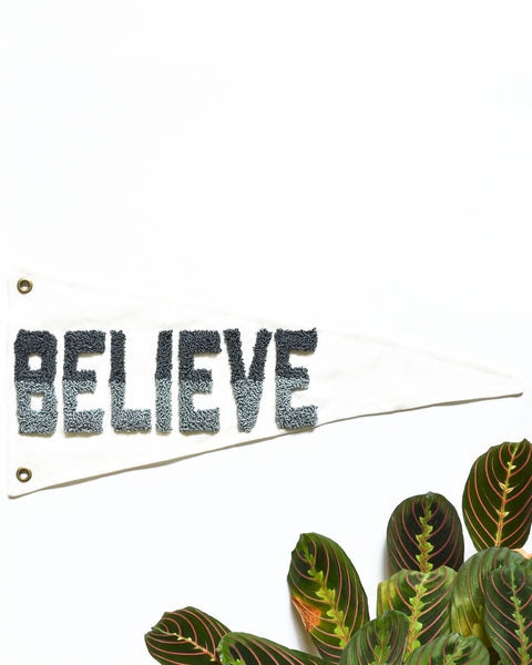 “Believe” Pennant - Blue Gray