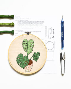 Monstera Plant Embroidery Pattern PDF