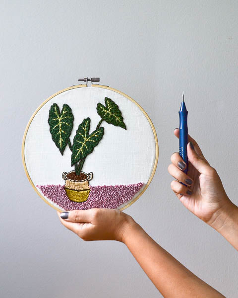 Alocasia Plant Embroidery Art