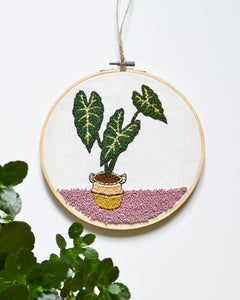 Alocasia Plant Embroidery Art