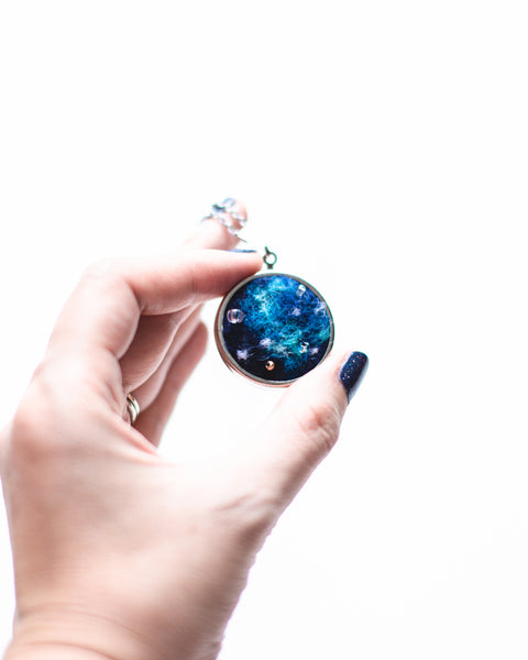 Galaxy Jewelry Necklace - Silver - Personalized Embroidered Initial