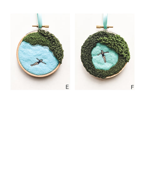 Embroidered Ornament - "Mini Lagoons" - 3 inch hoops
