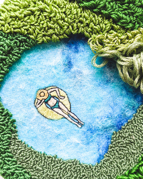 Embroidery Art - "Mini Lagoon no. 35" - 5 inch hoop
