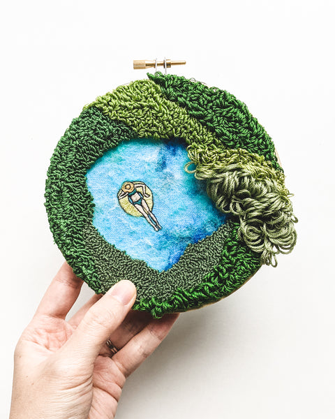 Embroidery Art - "Mini Lagoon no. 35" - 5 inch hoop