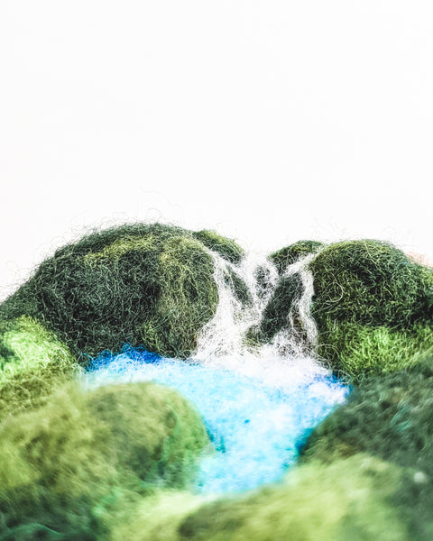 3D Fiber Landscape Art - "Mini Waterfall Lagoon no. 1" - 4 inch hoop