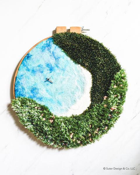 "Away by the Rose Coast" - Botanical Dreamscape - 14 inch vintage hoop