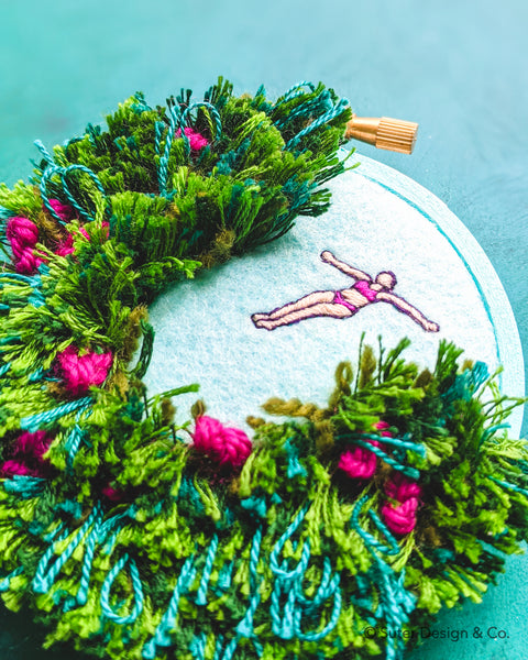 Secret Holiday Cove no. 2 - Embroidered Christmas Ornament - 3 inch hoops