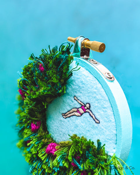 Secret Holiday Cove no. 2 - Embroidered Christmas Ornament - 3 inch hoops