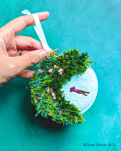 Secret Holiday Cove no. 3 - Embroidered Christmas Ornament - 3 inch hoops
