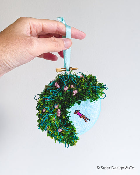 Secret Holiday Cove no. 3 - Embroidered Christmas Ornament - 3 inch hoops