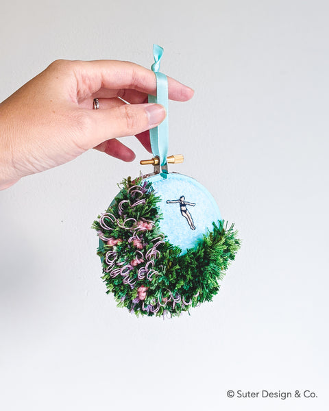 Secret Holiday Cove no. 4 - Embroidered Christmas Ornament - 3 inch hoops