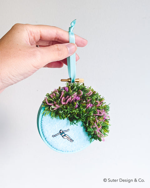 Secret Holiday Cove no. 5 - Embroidered Christmas Ornament - 3 inch hoops