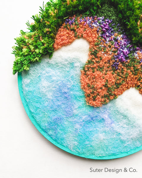 "Poppy Meadow by the Sea" - Floral Cove - 5 inch hoop