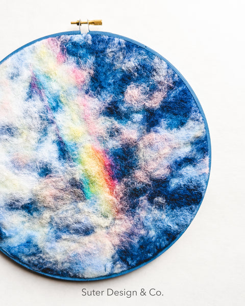 Rainbow of Hope - Serendipitous Clouds - 9 inch hoop art