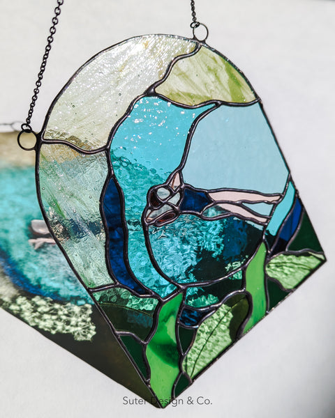 Lush Lagoon Arch no. 2 - Stained Glass Suncatcher