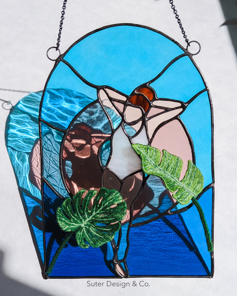 Pool Day Floatie no. 3 - Embroidered Stained Glass Suncatcher