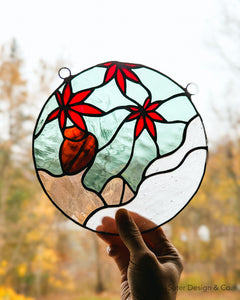 Autumn Onsen - Stained Glass Suncatcher