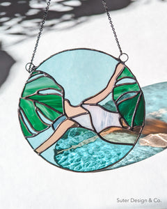 Lagoon Float no. 2 - Stained Glass Suncatcher - Circle