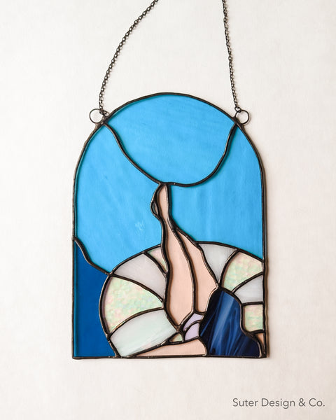 Monstera Floaty no. 2 - Stained Glass Suncatcher - Arch