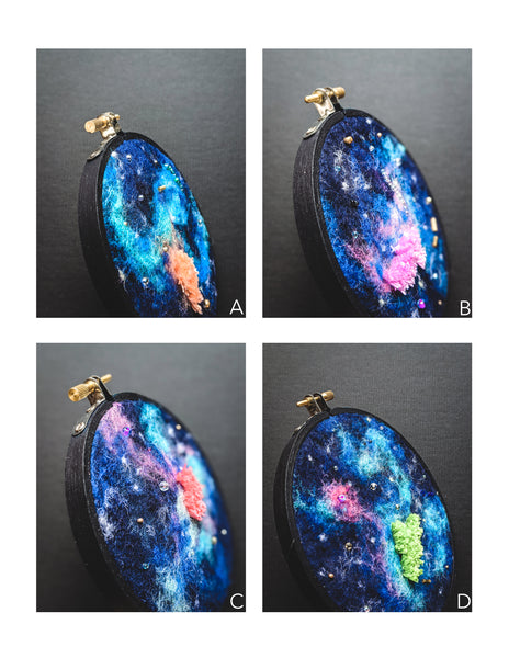 Galaxy Night Sky - Wool Felted Original Art - 4 & 5 inch hoop